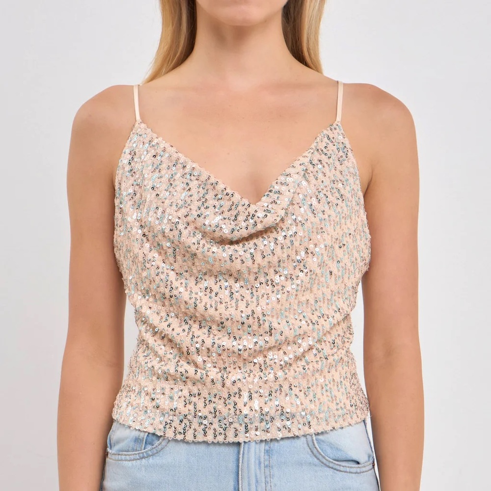 Anthropologie | Endless Rose | NWT Cowl Neck Sequin Top